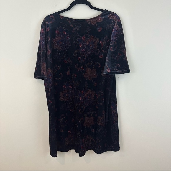 Modcloth Black and Red Paisley Velvet Mini Dress Tunic Size XL - Picture 5 of 5